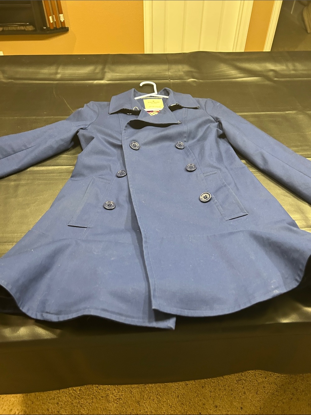 kate spade Girls' Double-Breasted Peacoat in Blue